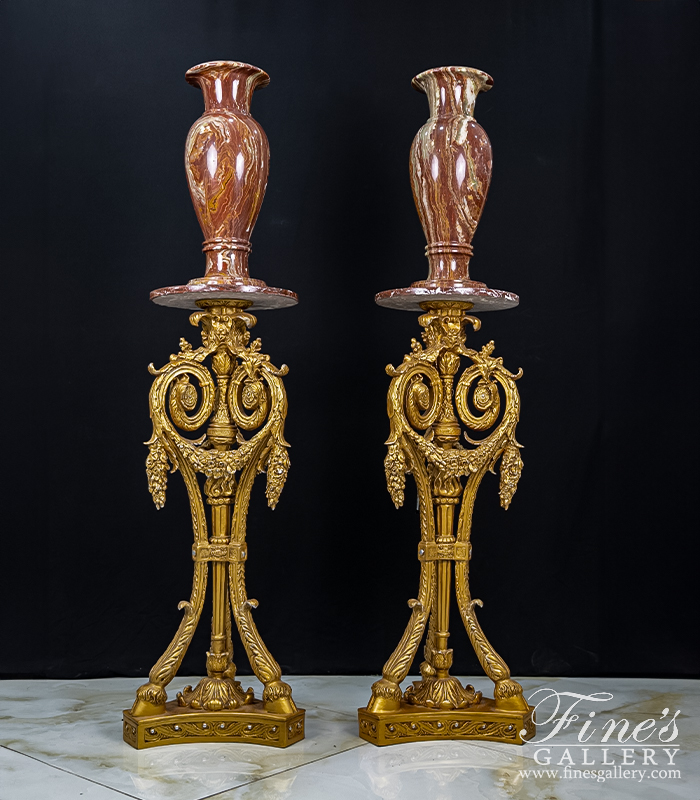 Bronze Bases  - Ornate French Bronze Base Pair - BB-125